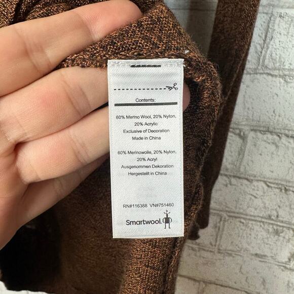 Smartwool Sweater Cascade Valley Tunic Asymmetrical Turtle Neck Wool Brown S - Picture 8 of 11